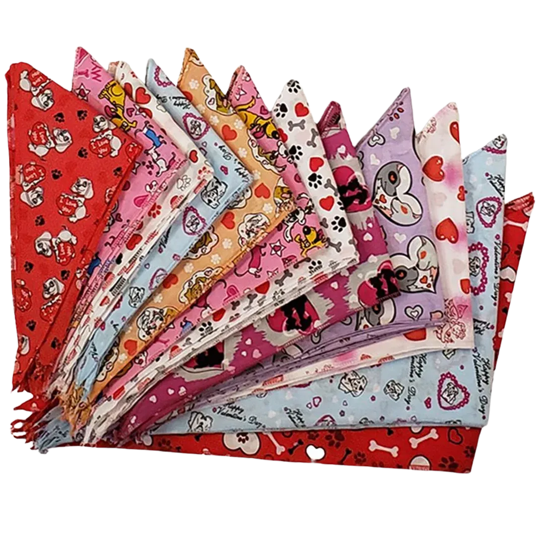 Valentine's Day Bandanas - 60 Assorted Sizes and Patterns by Bandanas Unlimited