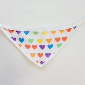 WHITE COLORFUL HEARTS DOG BANDANA.