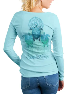 Women's Sea Turtle UV Rash Guard by Chart Your Own Course | Long Sleeve | UPF 50 Sun Protection | Performance Polyester