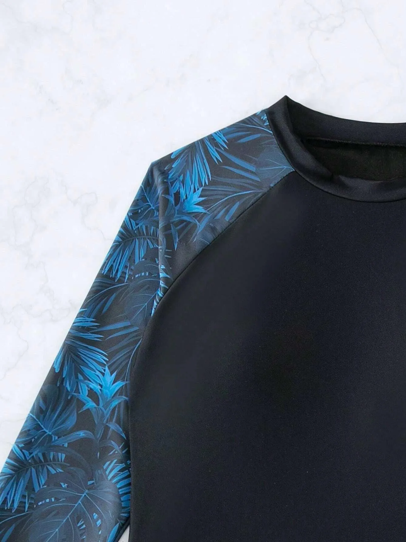Women's Tropical Plant Print Long Sleeve Two-Piece Swimsuit UPF50  Rash Guard