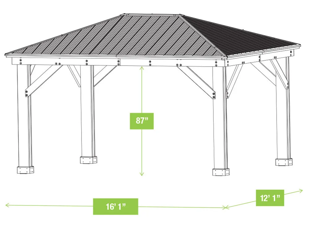 Yardistry Meridian Gazebo 12ft x 16ft (3.66m x 4.88m) with Mesh Kit