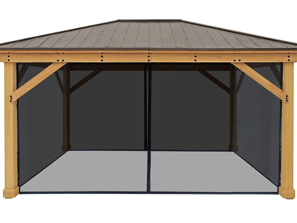 Yardistry Meridian Gazebo 12ft x 16ft (3.66m x 4.88m) with Mesh Kit