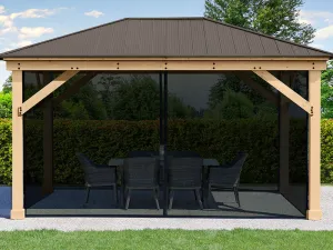 Yardistry Meridian Gazebo 12ft x 16ft (3.66m x 4.88m) with Mesh Kit